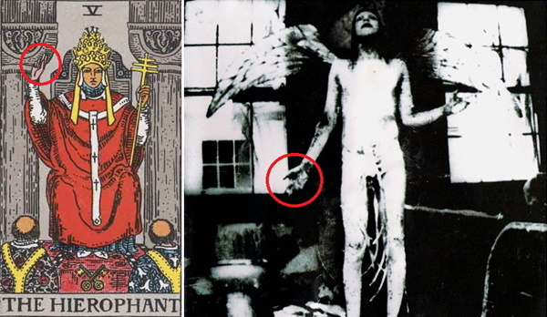 Comparison between The Heirophant Tarot card and the Antichrist angel