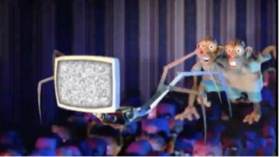 Astonishing Panorama of The End Times: monkeys chasing the TV